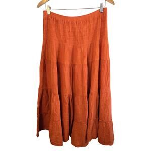 Size L/XL – Pumpkin Spice Tiered Peasant Skirt by Clearay
